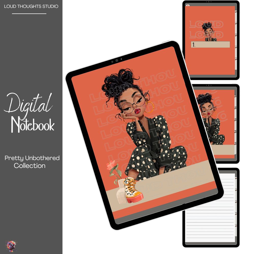 5-Subject Basic Digital Notebook - Pretty Unbothered