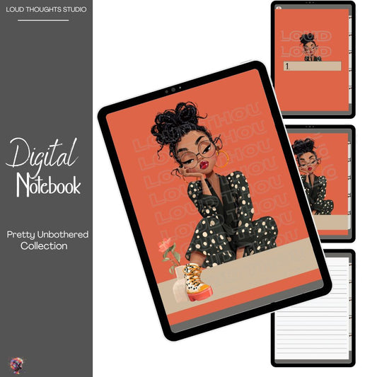 5-Subject Basic Digital Notebook - Pretty Unbothered