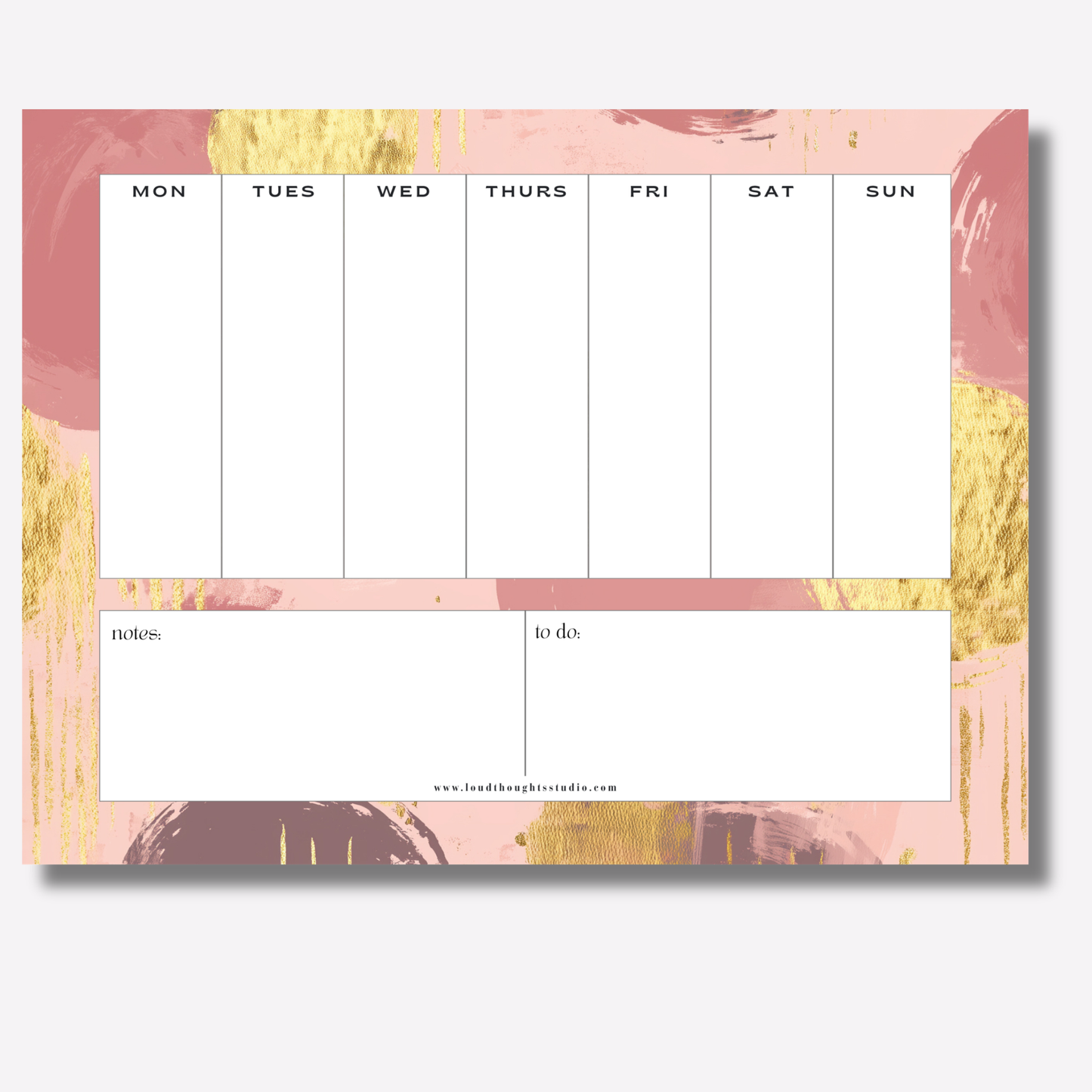 Weekly Planner Notepads - Gold Blush